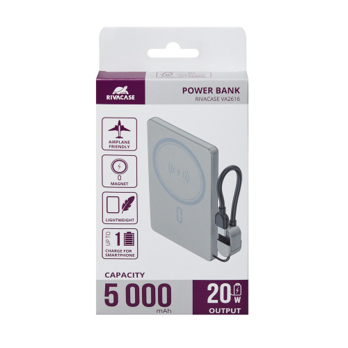 Power Bank Magsafe indukcyjny 15W VA2616 5000 mAh RIVACASE Szary EG834707 (12)