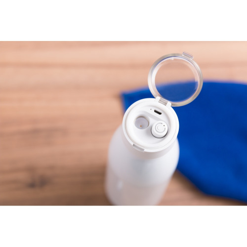 Butelka sportowa 580 ml, słuchawki bezprzewodowe Biały V0621-02 (4)