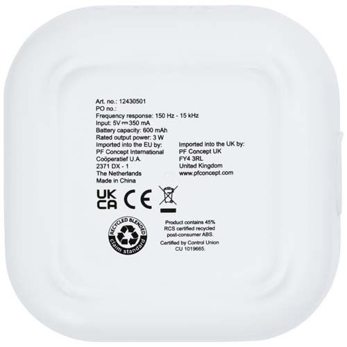 Stark głośnik Bluetooth® 2.0 o mocy 3 W z tworzyw sztucznych pochodzących z recyklingu z certyfikatem RCS Biały 12430501 (4)