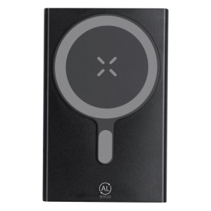 Magnetyczny bezprzewodowy power bank 5000 mAh z aluminium z recyklingu, ładowarka bezprzewodowa 15W Czarny
