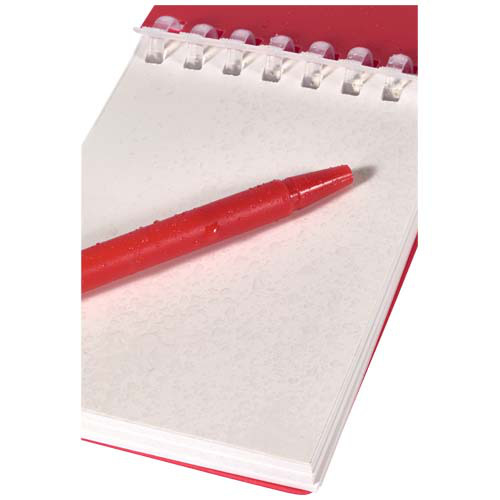 Lig Mini outdoorowy zestaw z notatnikiem w miękkiej okładce z tworzyw sztucznych pochodzących z recyklingu i długopisem (niebieski tusz) Czerwony 10705121 (6)