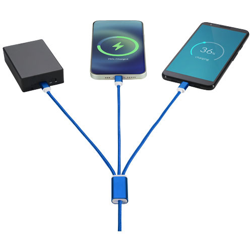 Kabel do ładowania 5 w 1 z podwójnym wejściem Versatile Błękit królewski 12418053 (3)