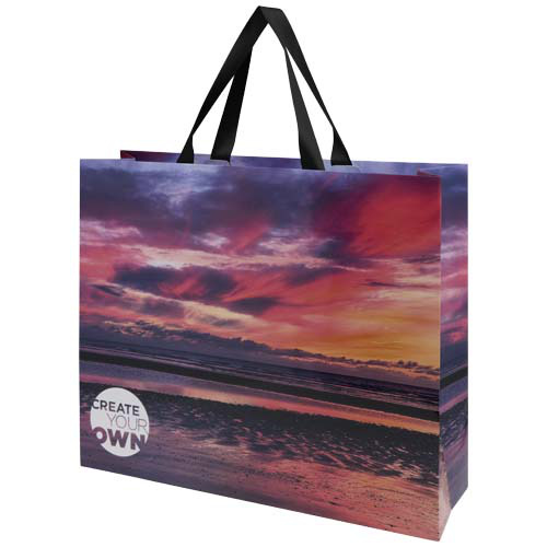 Torba papierowa Smartfold 210 g/m² z uchwytami ze wstążki i błyszczącym laminowaniem – 42 x 12 x 35 cm Czarny 1ZM01590 