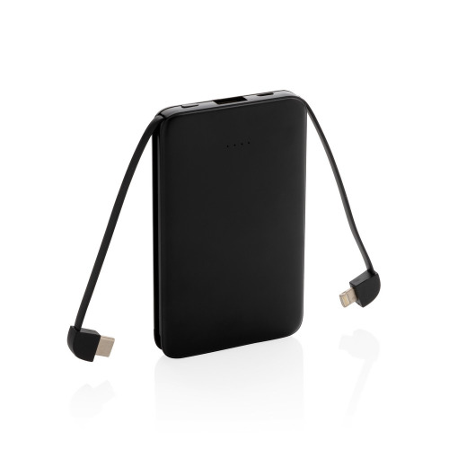 Power bank 5000 mAh, zintegrowany kabel 3 w 1 Czarny P322.081 