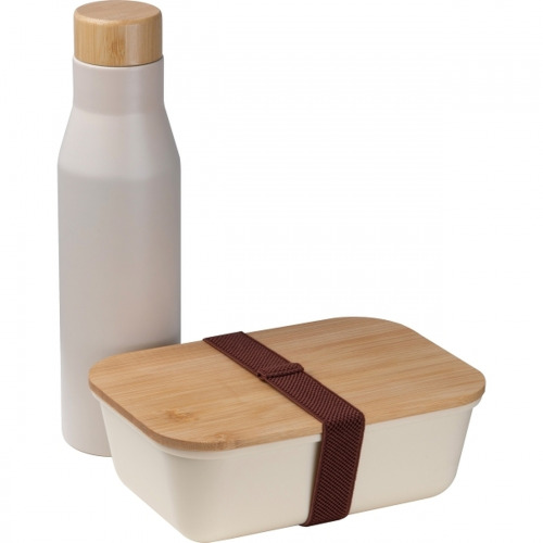 Zestaw lunchbox 1000 ml i butelka termiczna 500 ml TORONTO Beżowy 485213 