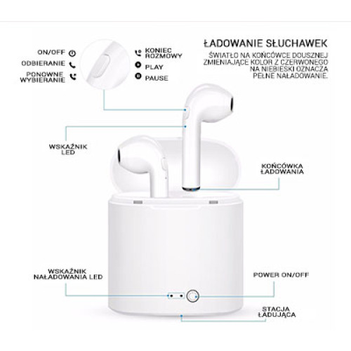 Bezprzewodowe słuchawki Bluetooth z ładowarką Biały EG 044706 (6)