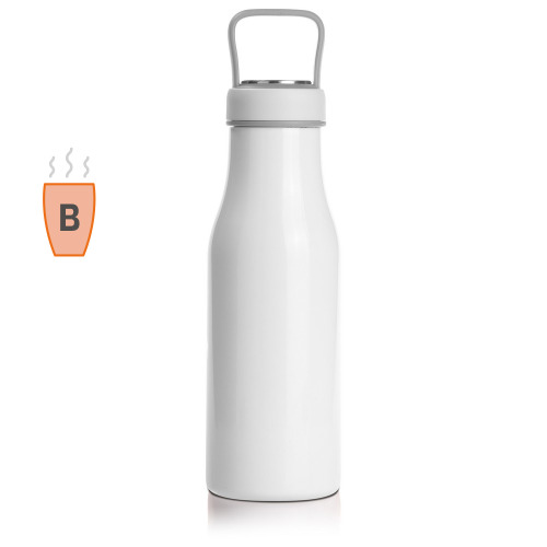 Butelka termiczna 475 ml Air Gifts z uchwytem i metalowym ringiem na spodzie, pojemnik w zakrętce biały V0850-02 (8)