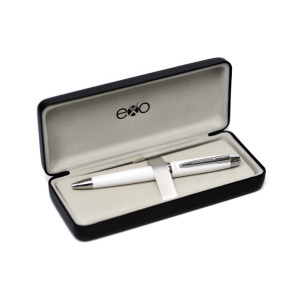 Długopis EXO Aries, biały lakier, wykończenia chromowane, etui premium