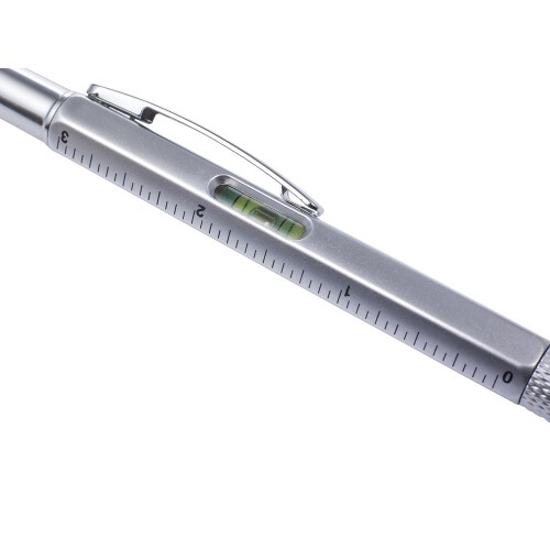 Długopis wielofunkcyjny, touch pen, linijka, poziomica srebrny V1919-32 (3)