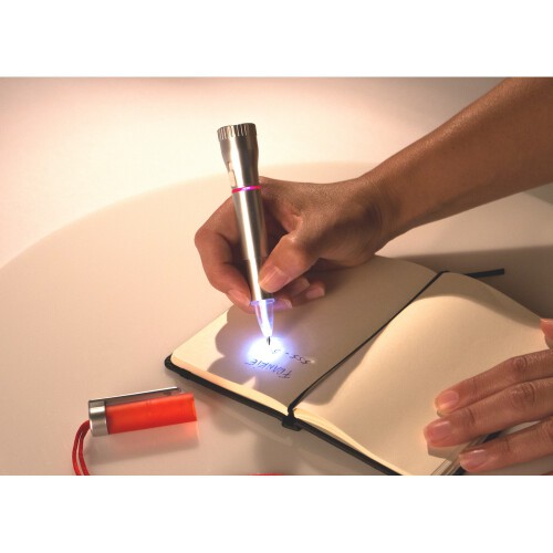Długopis, latarka 2 LED czerwony V1654-05 (4)