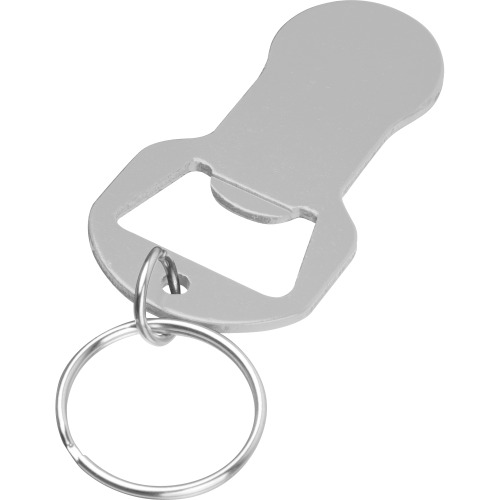 Brelok z otwieraczem do butelek i żetonem do wózka z aluminium z recyklingu OLIWIER Szary 9544507 