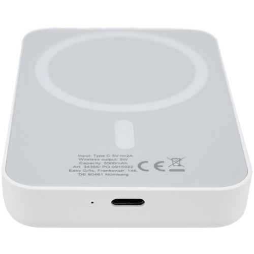 Power bank 5000 mAh z ładowarką indukcyjną WELS Biały 436606 (3)
