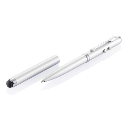 Długopis 4 w 1, touch pen, wskaźnik laserowy, latarka srebrny P327.102 (4)
