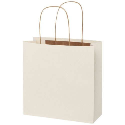 Torba papierowa z odpadów rolniczych ze skręcanymi uchwytami – 24 x 9 x 24 cm Złamana biel 1ZM00101 (3)