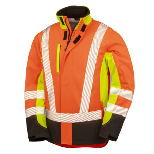 Kurtka Softshell Odblaskowa Oddychająca - Fluorescent Yellow & Fluorescent Orange & Black