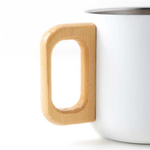 Kubek ze stali nierdzewnej o podwójnych ściankach o pojemności 350 ml, drewniany uchwyt / Neosteel Czarny IP37072011 (3)