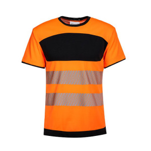 Koszulka Robocza Hi-Vis Oddychająca - Signal Orange & Black
