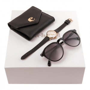 Zestaw upominkowy Cacharel portfel, zegarek i okulary przeciwsłoneczne - CEL219A + CGS218A + CMN220A Czarny