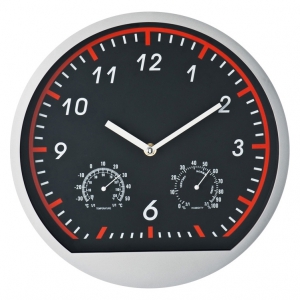 Zegar ścienny plastikowy BAGIO czerwony