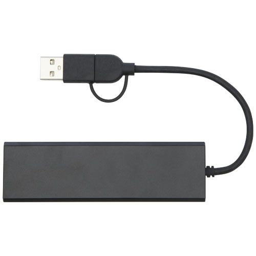 Rise hub USB 2.0 z aluminium pochodzącego z recyklingu z certyfikatem RCS Czarny 12434490 (3)