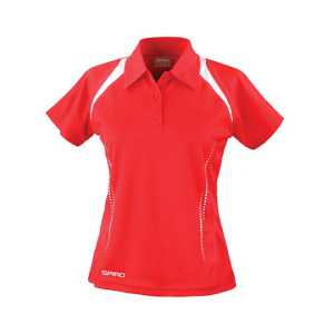 Koszulka Polo Damska Odprowadzajaca Wilgoc Szybkoschnąca - Black & Red