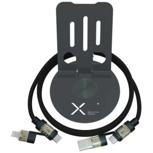 SCX.design O34 stojak na telefon 360° z kablem ładującym 4 w 1 o mocy 240 W 