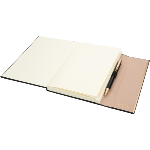 Notatnik A5 ze skóry z recyklingu, w linie z długopisem metalowym CrisMa MAGGIE Czarny 2476303 (4)