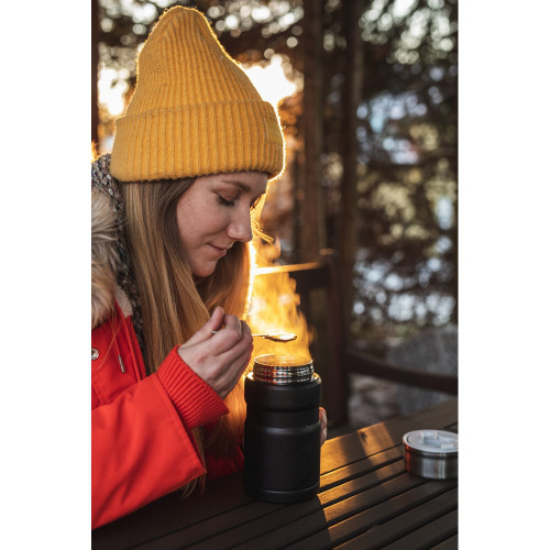 Termiczny pojemnik na żywność 650 ml Air Gifts, składana łyżka | Jonathan Czarny V9962-03 