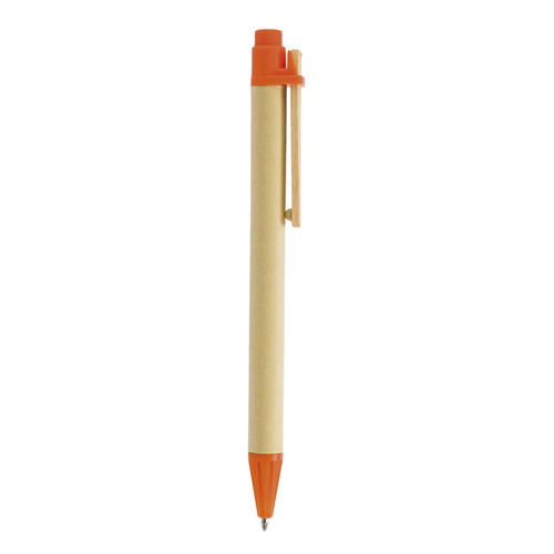 Długopis tekturowy z drewnianym klipsem / Recypen Pomarańczowy IP13127432 (4)