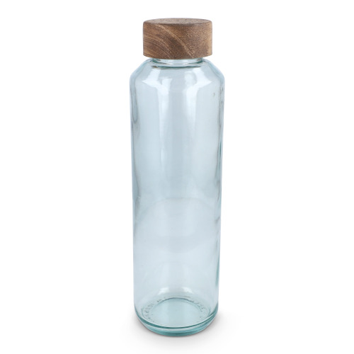 Butelka InSideOut z recyklingowanego szkła ReuuZ z drewnianym korkiem 650 ml Transparentny LT57013-N0004 
