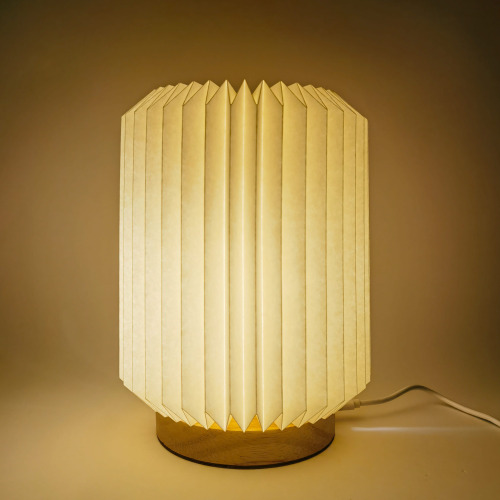 Coollux składana papierowa lampa LED Aurora na drewnianej podstawie, 22 cm Naturalny LT40725-N0094 (3)
