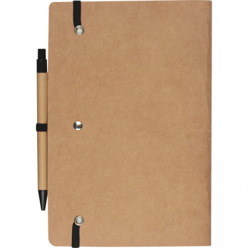 Notatnik A5 z czystymi stronami i długopisem z materiałów z recyklingu CHLOE Czarny 2377603 (5)