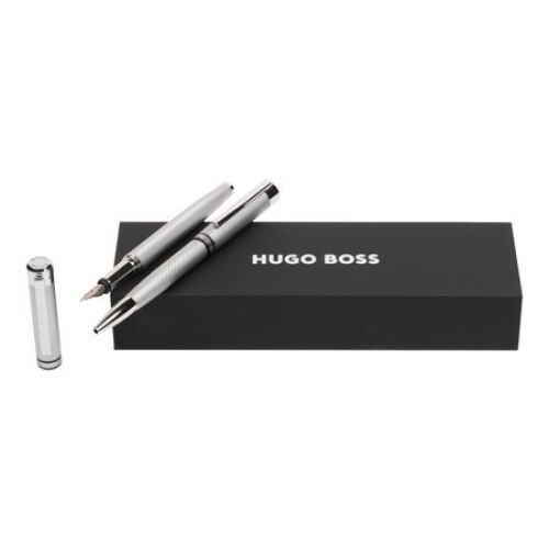 Zestaw upominkowy HUGO BOSS długopis i pióro wieczne - HSY2652B + HSY2654B Srebrny HPBP265B 