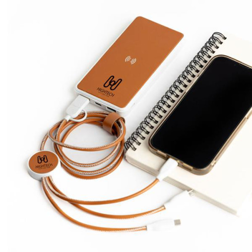 Bezprzewodowy power bank 8 000 mAh z recyklingu / Recybank Light Brown IP11059438 (5)