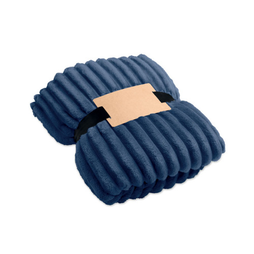 Polarowy koc w paski RPET Niebieski MO3184-04 