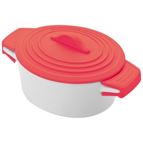 Pojemnik porcelanowy z silikonową przykrywką DELHI czerwony 889405 (1)