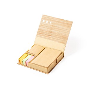 Bambusowy zestaw do notatek, karteczki samoprzylepne jasnobrązowy