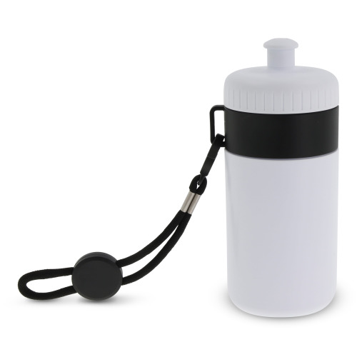 Bidon Sportowy Z Obwódka I Kolorowym Sznurkiem 500ml Biały / czarny LT98785-N0102 (1)