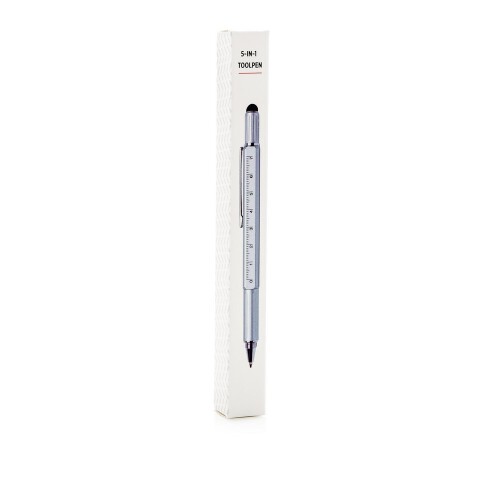 Długopis wielofunkcyjny, poziomica, śrubokręt, touch pen srebrny V1996-32 (9)