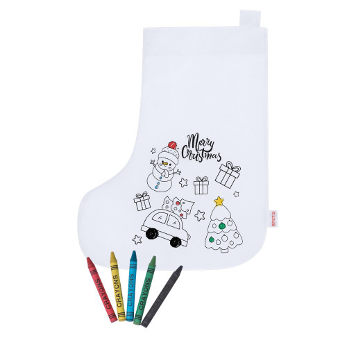 Skarpeta świąteczna do kolorowania, świąteczny wzór, kredki Biały VA236-02 (4)