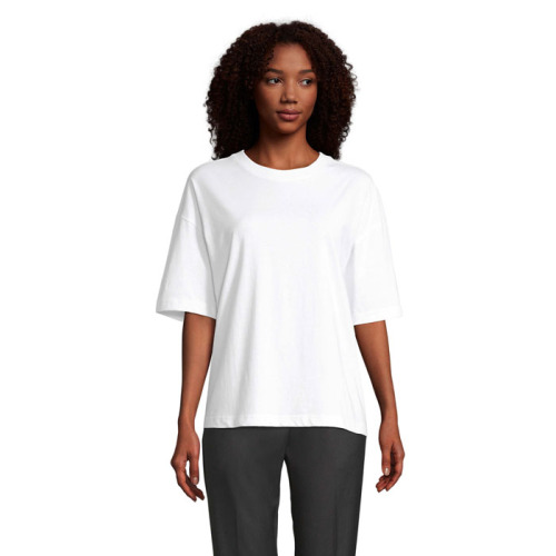 BOXY WOMEN T-SHIRT OVERSIZE Bialy S03807-WH-M 