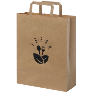 Torba z papieru Kraft z płaskimi uchwytami – 25 x 11 x 31 cm Kraftowy brąz