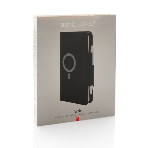 Teczka konferencyjna, notatnik A5, ładowarka bezprzewodowa, power bank 8000 mAh Czarny P774.312 (8)
