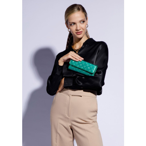 Damski portfel WITTCHEN z lakierowanej skóry z monogramem Zielony WITT34-1-413 (5)