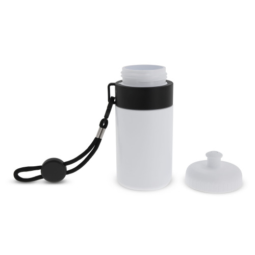 Bidon Sportowy Z Obwódka I Kolorowym Sznurkiem 500ml Biały / czarny LT98785-N0102 (2)