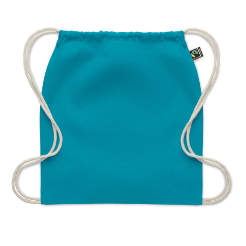 Worek ze sznurkiem Fairtrade 18 Turkusowy MO2591-12 (1)