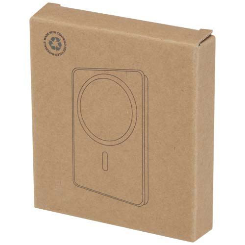 Acrab magnetyczny bezprzewodowy powerbank o pojemności 5000 mAh i mocy 15 W z technologią PD 20 W — wykonany z tworzyw sztycznych pochodzących z recyklingu. Czarny 12444190 (2)