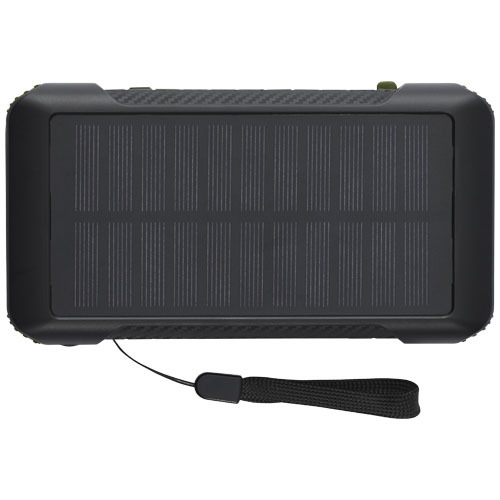 Soldy powerbank solarny o pojemności 10 000 mAh z dynamem wykonany z tworzyw sztucznych pochodzących z recyklingu z certyfika Zieleń wojskowa 12434664 (3)