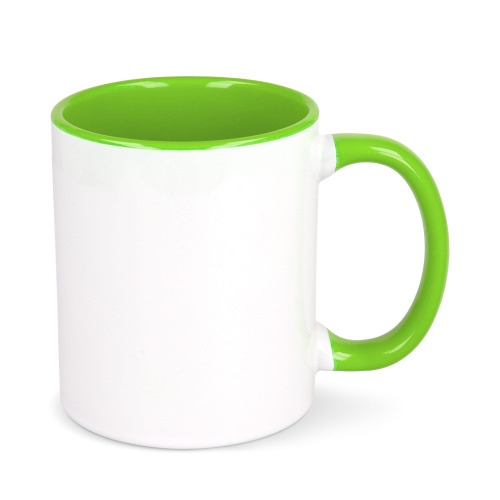 Kubek subli Oslo kolorowy w środku i uchwycie 300ml Biały / jasnozielony LT51164-N0132 
