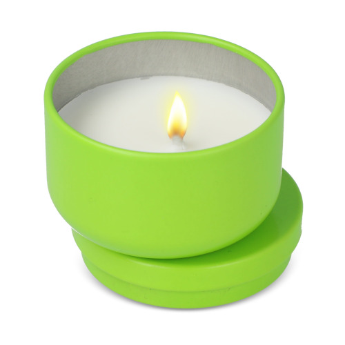 Bezzapachowa świeca roślinna Asana w puszce z recyklingu Jasnozielony LT90743-N0032 (1)